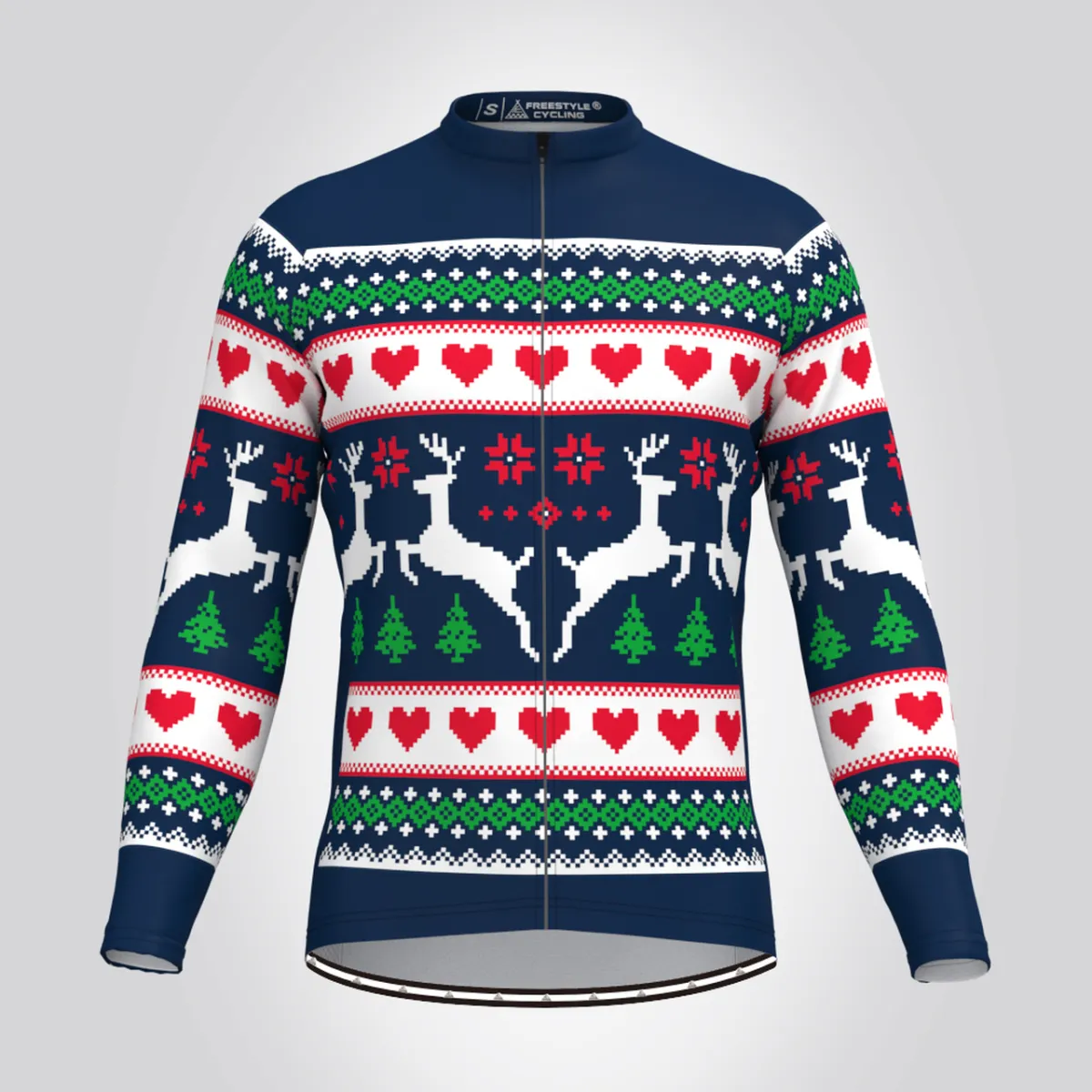 Men's Classic Ugly Christmas sweater LS Cycling Jersey - Navy