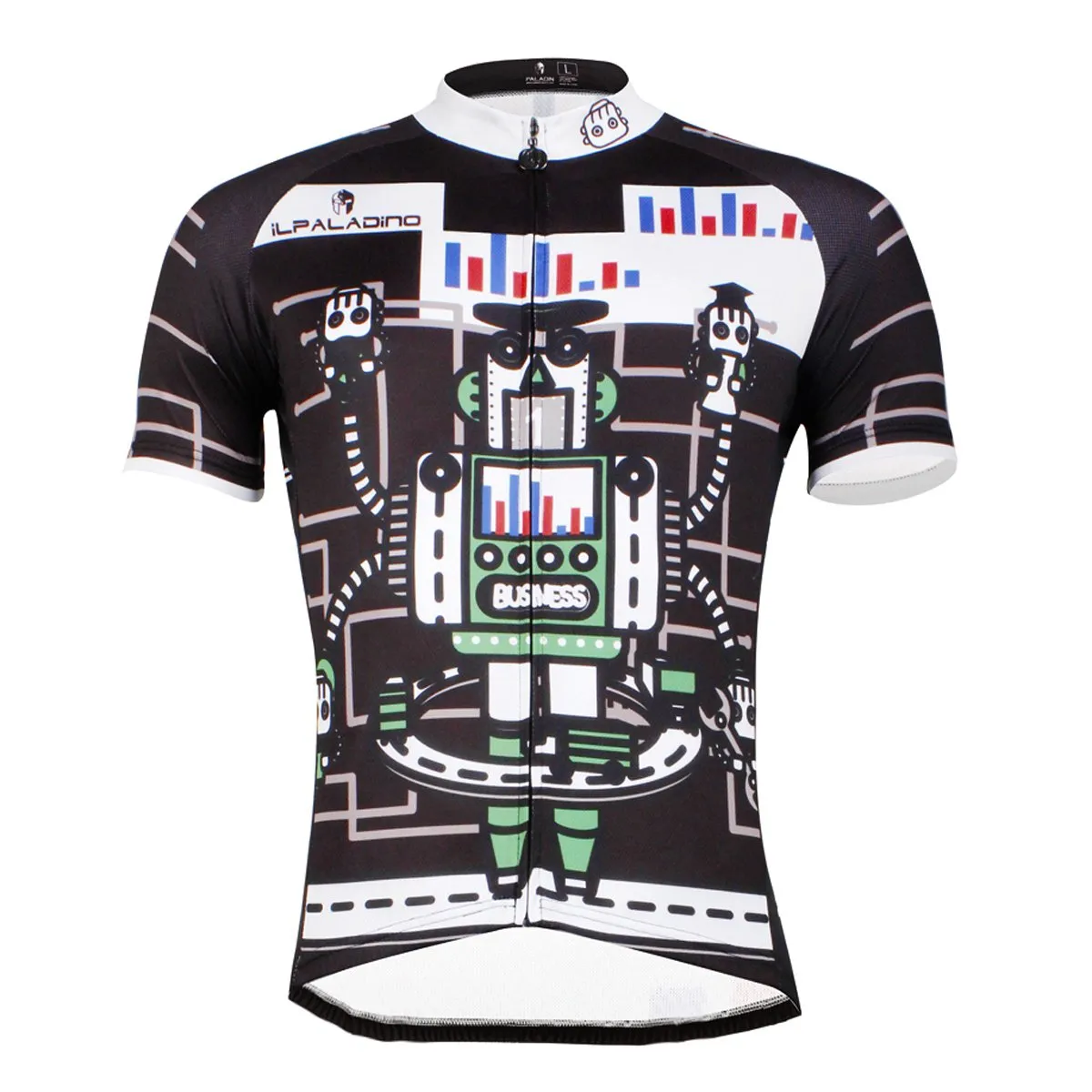 ILPALADINO Men's Cycling Apparel Crazy Robot Pattern Bike Shirt for Summer Quick Dry Comfortable Short Sleeve NO.747