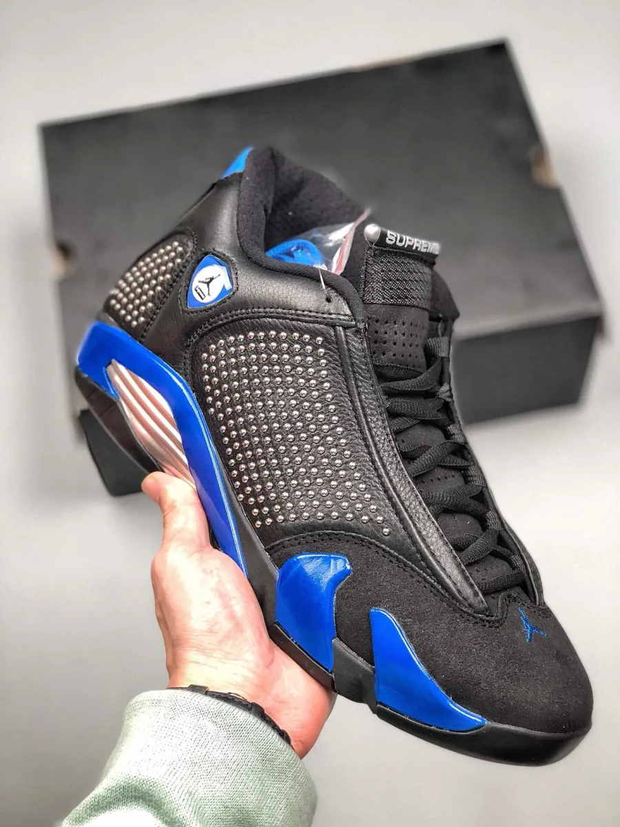 Air Jordan 14 Retro 'Supreme' AJ14 BLACK/VARSITY ROYAL-CHROME #supreme jordan14