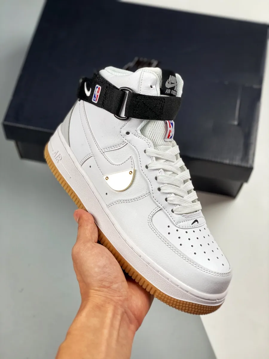 NBA x Nike Air Force 1 High White/Pure Platinum CT2306-100 / air force 1 with gold plate