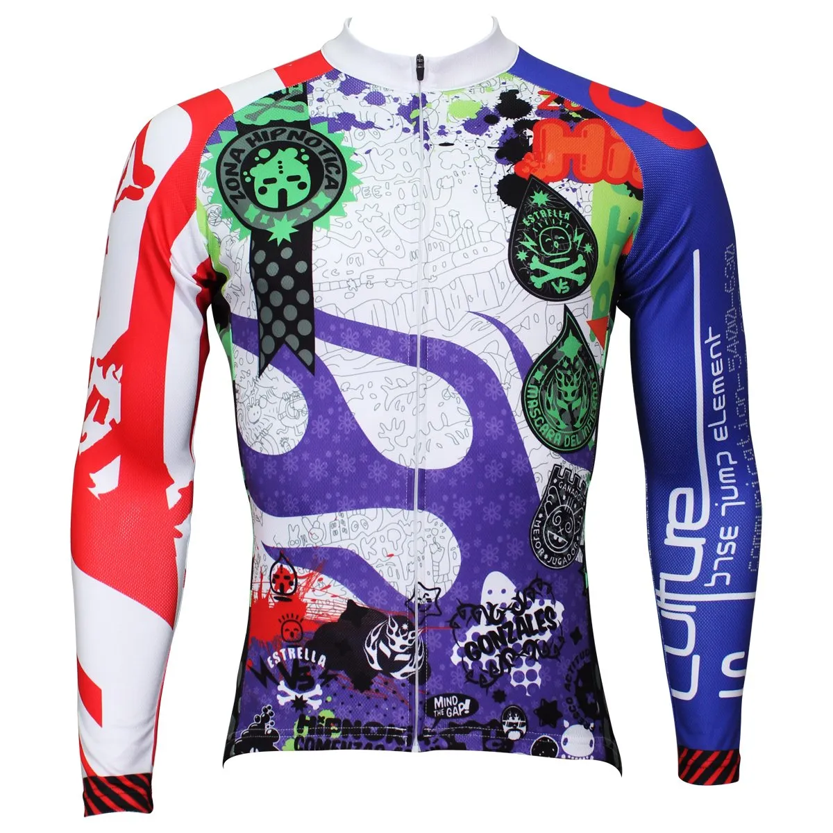 Best-seller Men's Full Zipper Blue& Red sleeves Long-sleeves Cycling Jersey for Ultraviolet-Resistant Outdoor Sport Shirt Leisure Sport Breathable and Quick Dry Fall Autumn Bike Bicycle Clothing 377