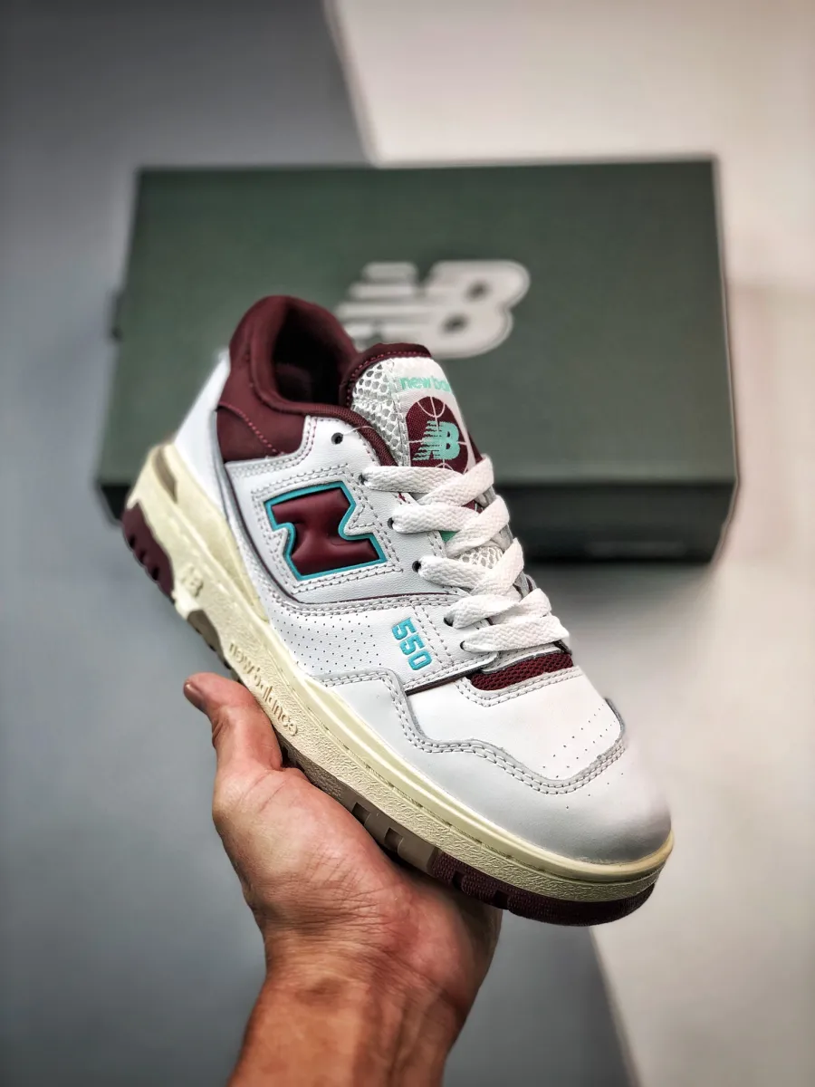 New Balance 550 White Red Grey BB550WBG / new balance burgundy