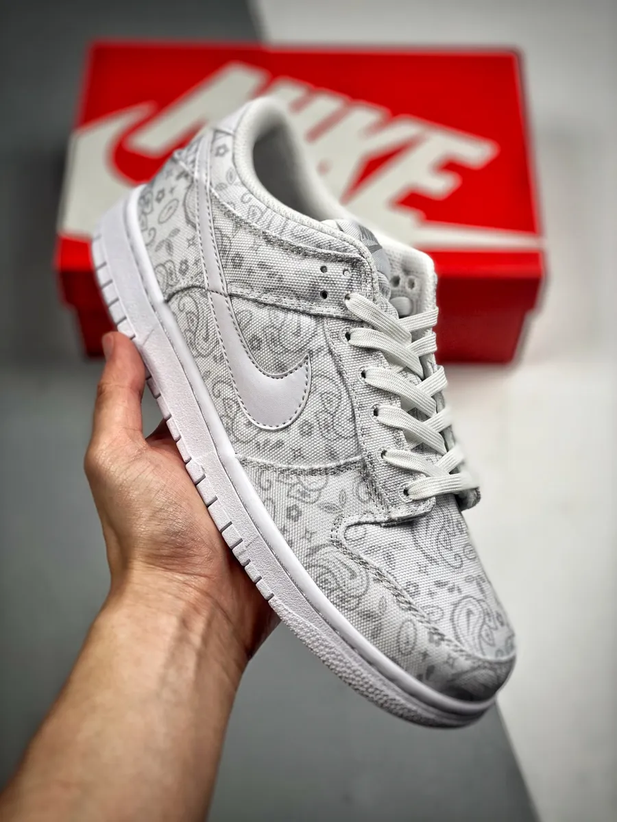Nike Dunk Low 'White Paisley' White/Grey Fog DJ9955-100 White Paisley Dunks