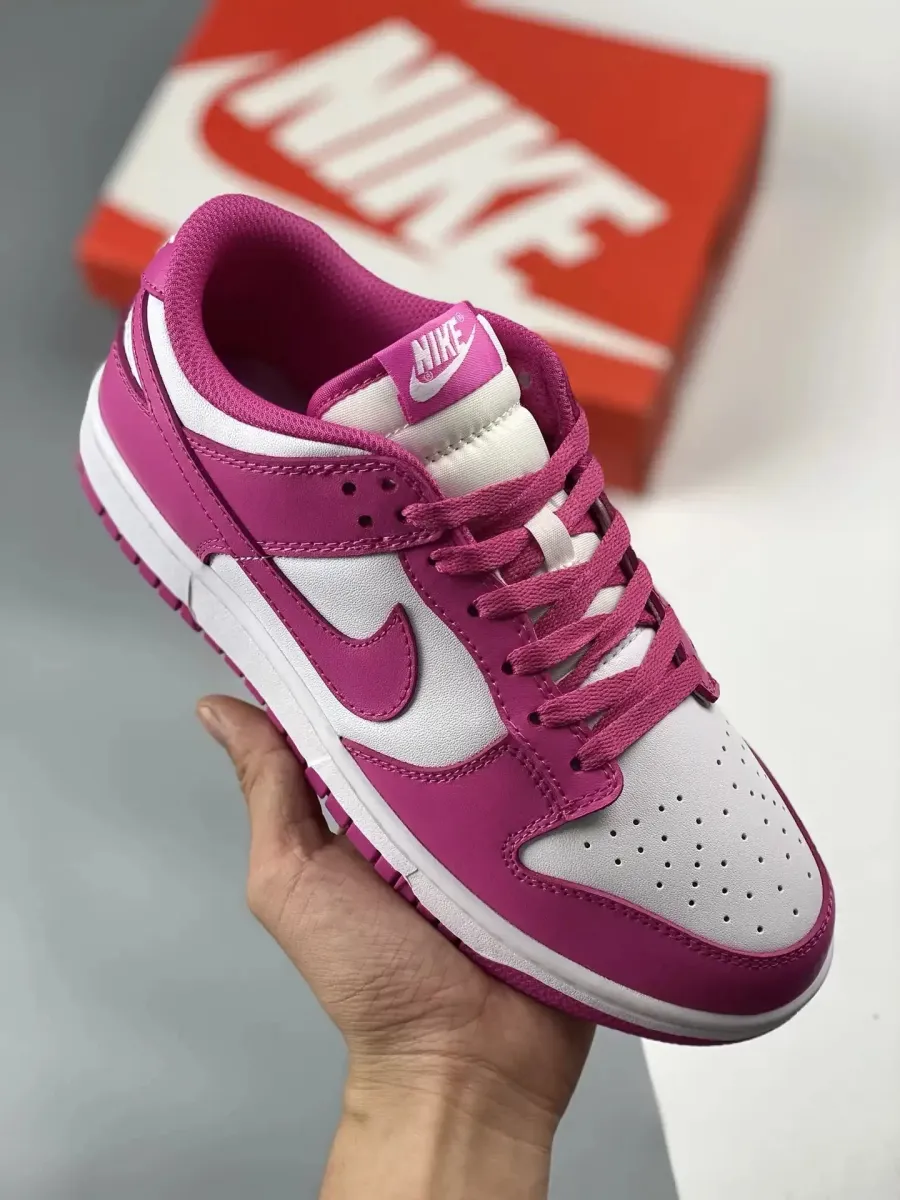 Nike Dunk Low GS White/Active Fuchsia FJ0704-100 red and pink sneakers