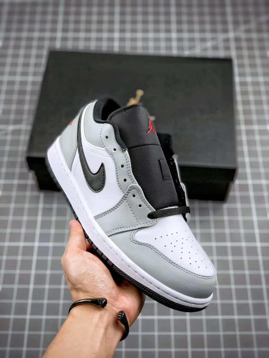 Air Jordan 1 Low Light Smoke Grey Red 553558-030 / jordan 1 low grey and red