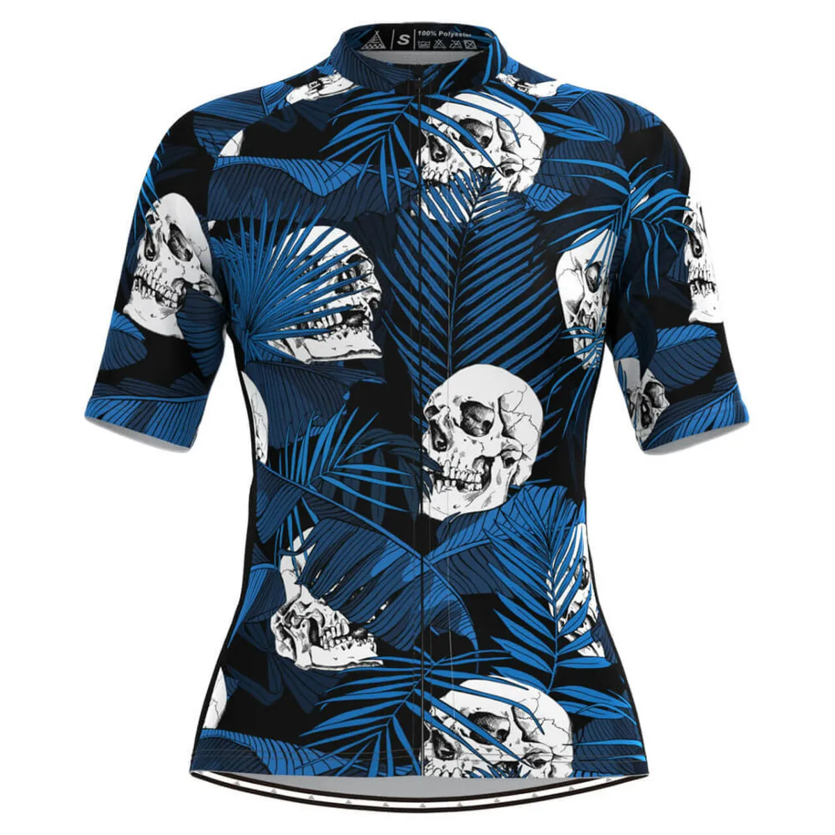 Women's Tropical & Skull Print Hawaiian Blue Cycling Jersey