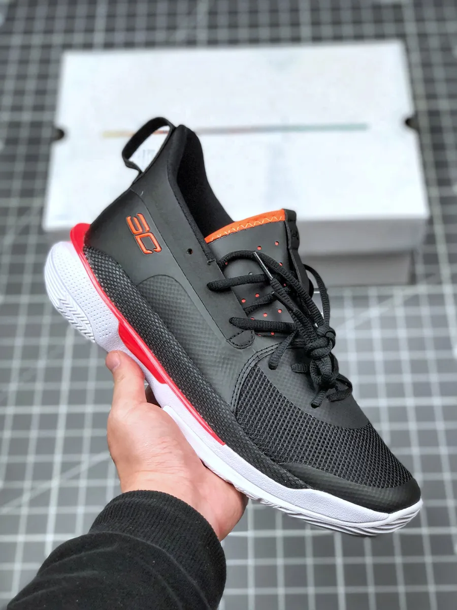 UA Curry 7 Black/Pitch Grey-Beta Red / red curry shoes