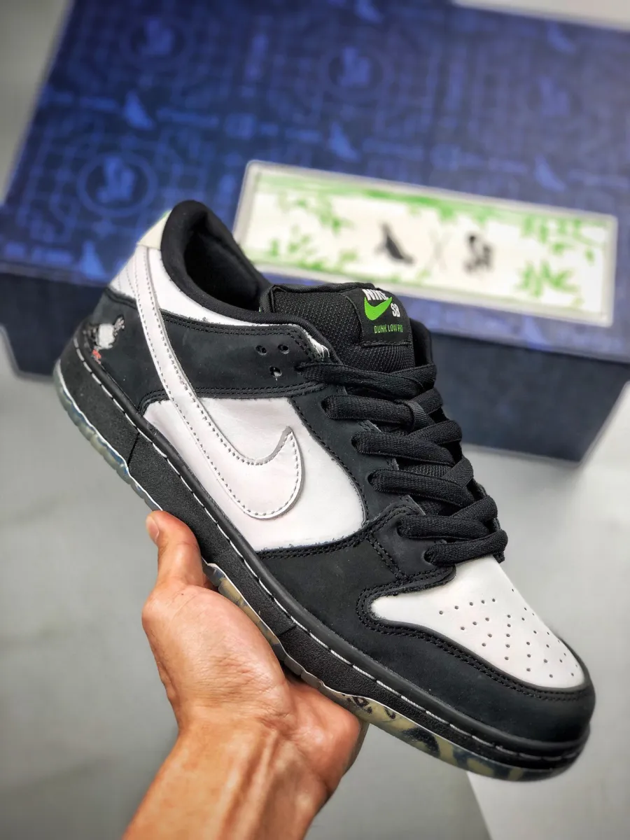 Nike SB Dunk Low 'Panda Pigeon' Black/Green Gusto-White BV1310-013 nike dunk low panda pigeon