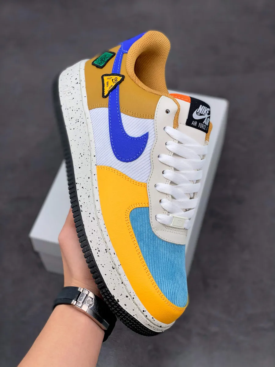 Nike Air Force 1 University Gold/Light Bone-Starfish Orange-Blue Stone / nike air force 1 gs