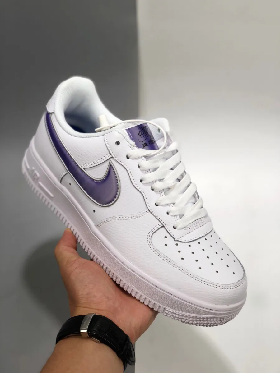 Nike Air Force 1 Low White/Purple Air Forces With Purple Swoosh