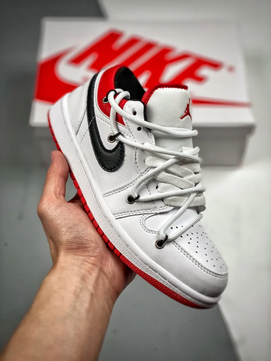 Custom Air Jordan 1 Low White University Red Black / air jordan 1 low se - white/metallic gold-university red