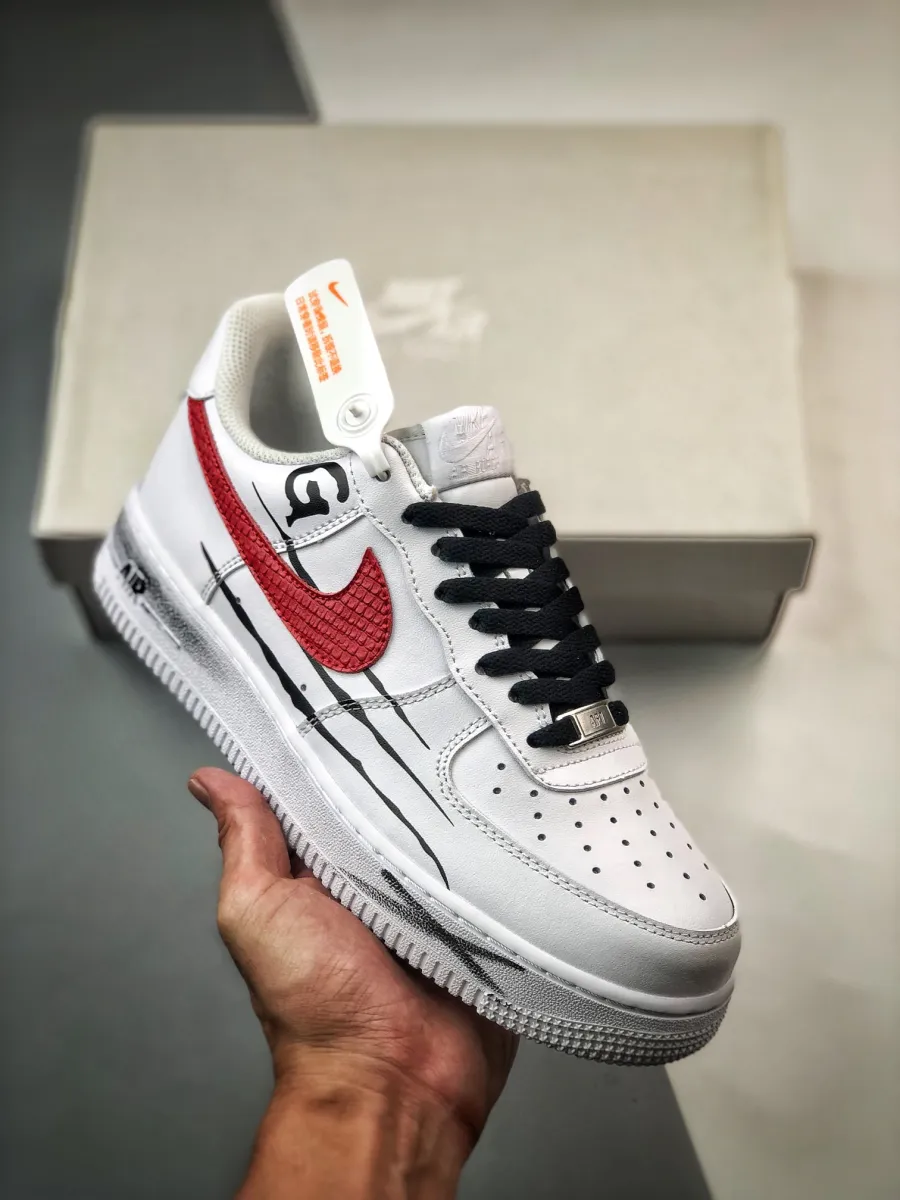 Csutom Nike Air Force 1 White Red Black New Releases