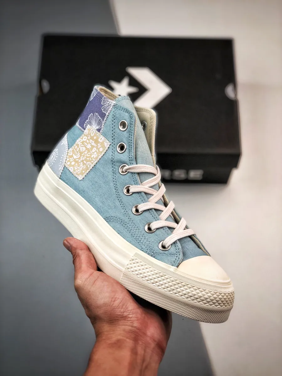 Converse Chuck Taylor All Star Lift Platform Denim Patchwork Blue A06821C Restock