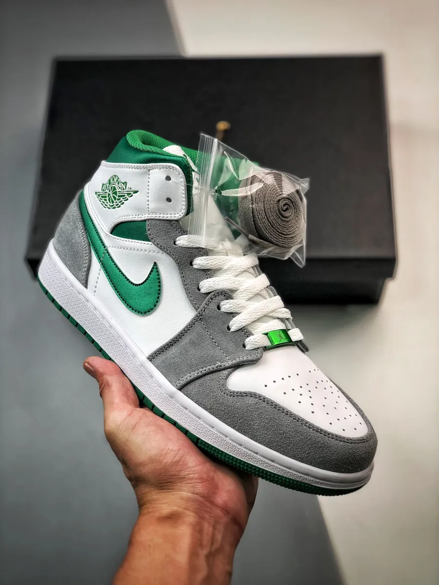 Women Air Jordan 1 Mid Green Grey DC7294-103 / white green jordan 1