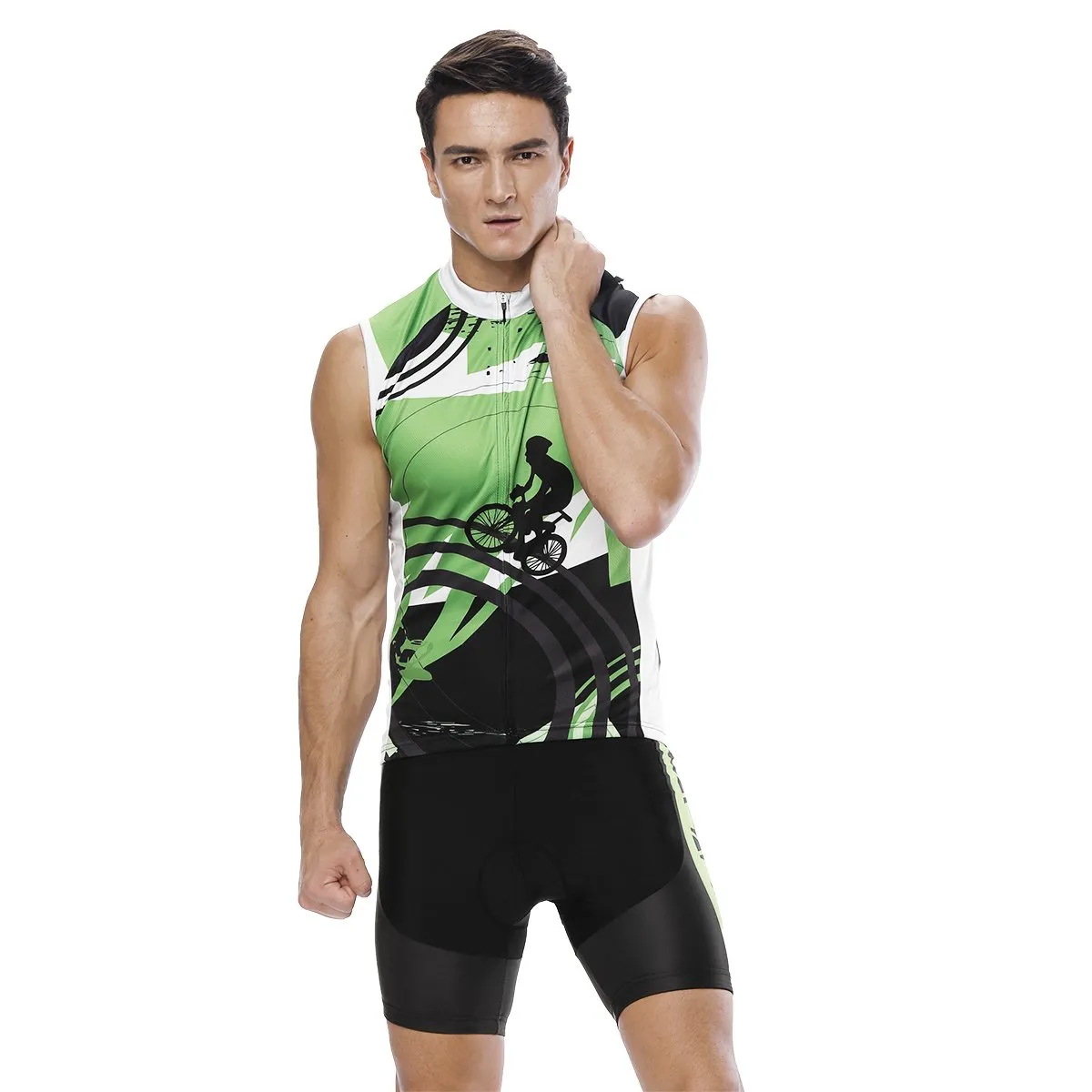 Green Cyclist Men's Cycling Sleeveless Bike Jersey/Kit T-shirt Summer Spring Road Bike Wear Mountain Bike MTB Clothes Sports Apparel Top / Suit NO. 829