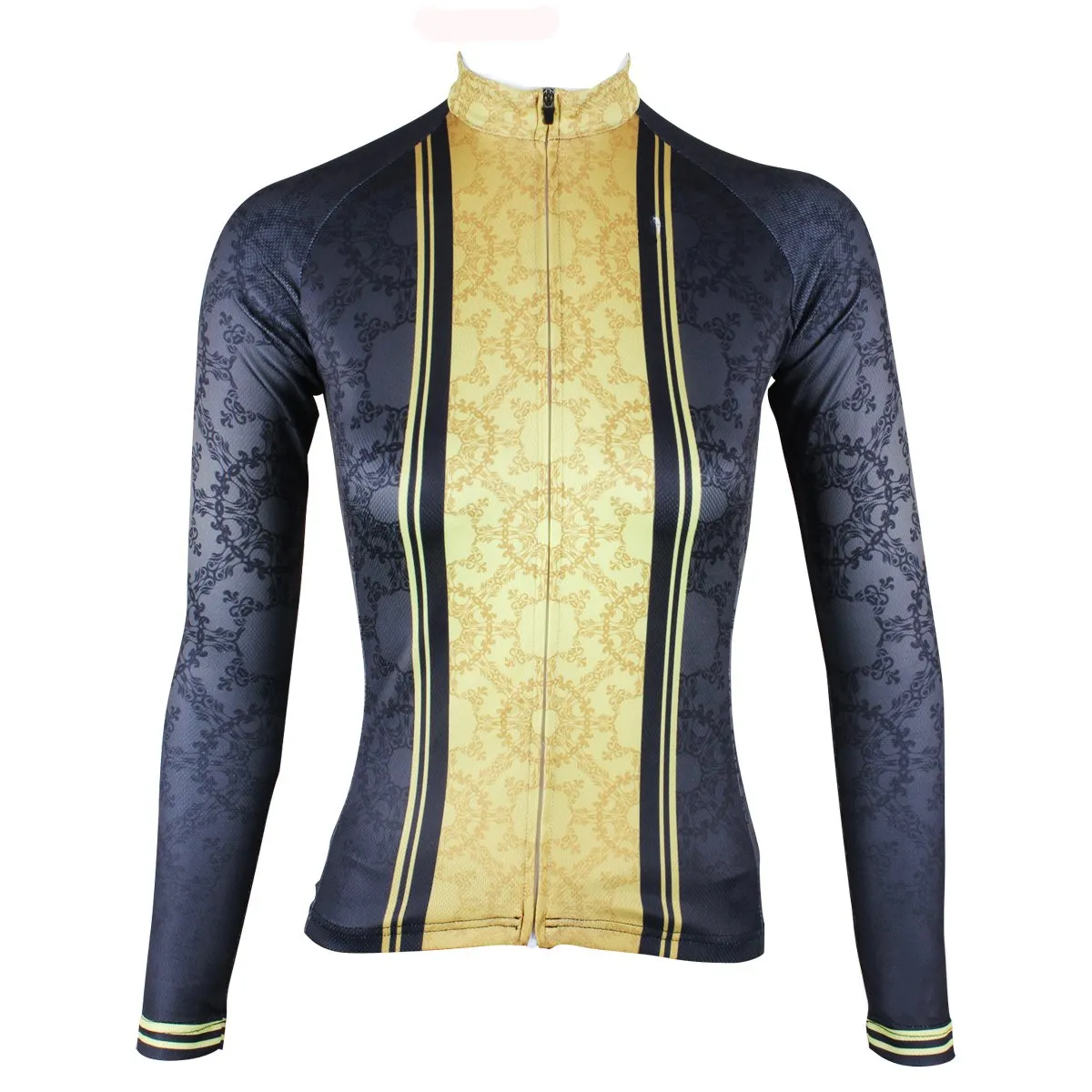 ILPALADINO Women's Long Sleeves Black & Yellow Cycling Jersey Apparel Outdoor Sports Gear Leisure Biking T-shirt 316