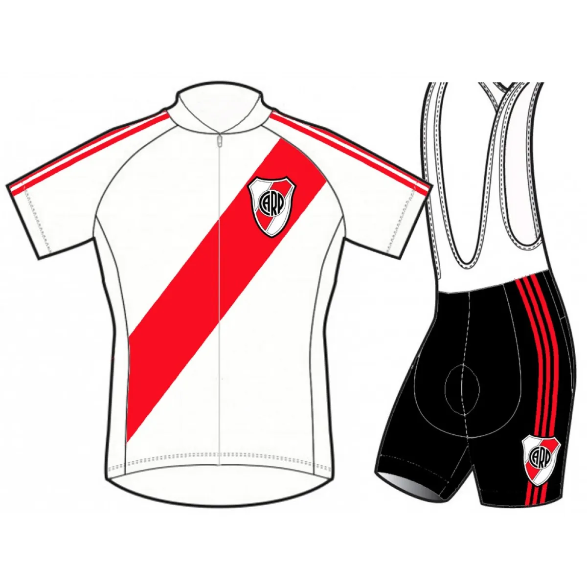 River Plate Short Sleeve Cycling Jerseys and (bib) shorts