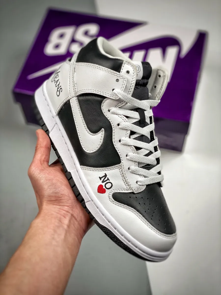 Supreme x Nike SB Dunk High 'By Any Means' White Black DN3741-002 by any means jordan 1