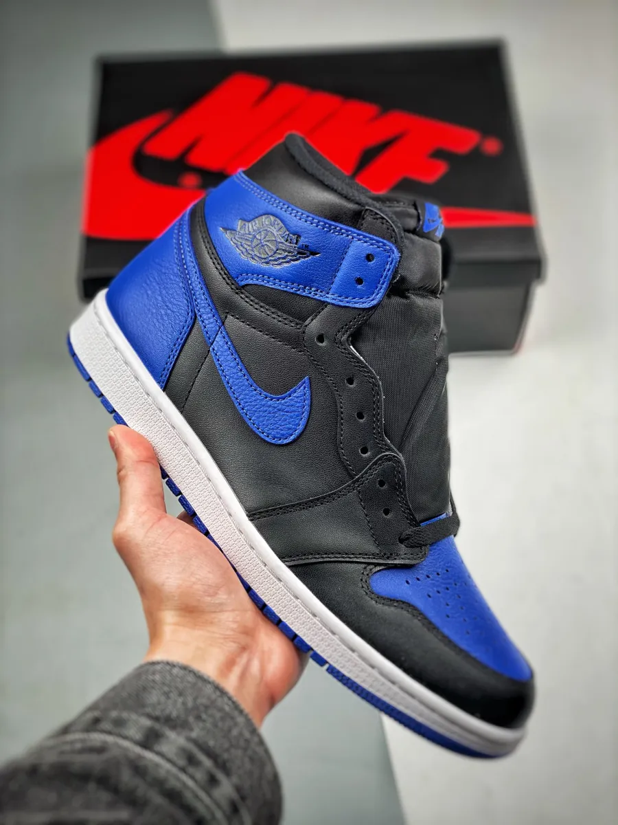 Air Jordan 1 Retro High OG Black/Varsity Royal-Black 555088-085 royals jordans