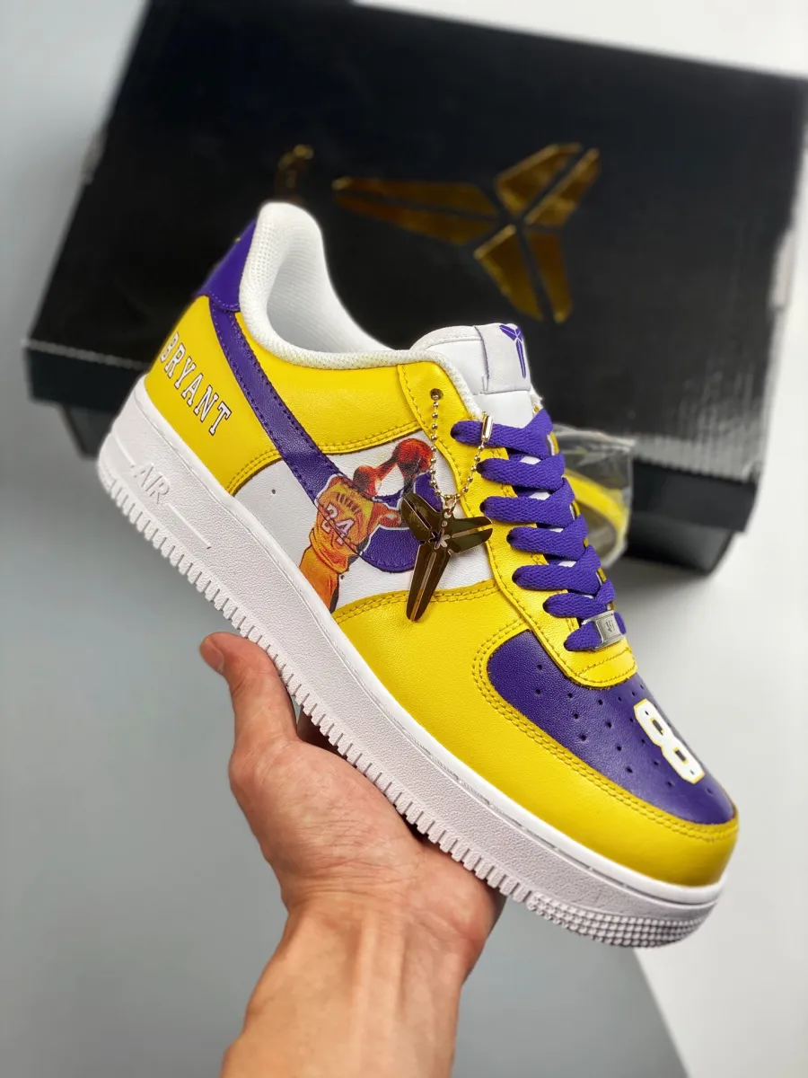 Custom Nike Air Force 1 Low 'Lakers' Purple Yellow White Online