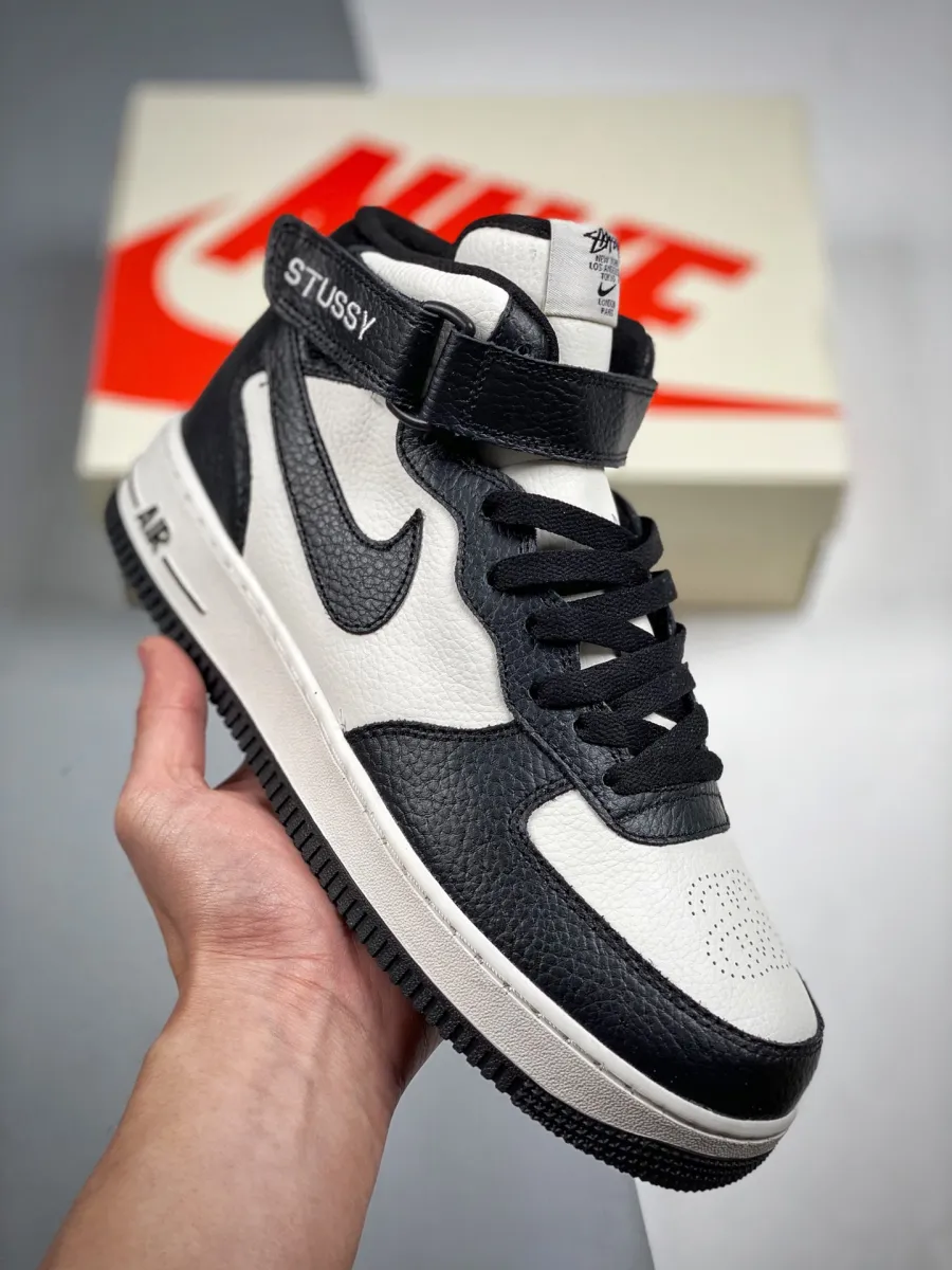 Stussy x Nike Air Force 1 Mid White Black / stussy air force 1 mid