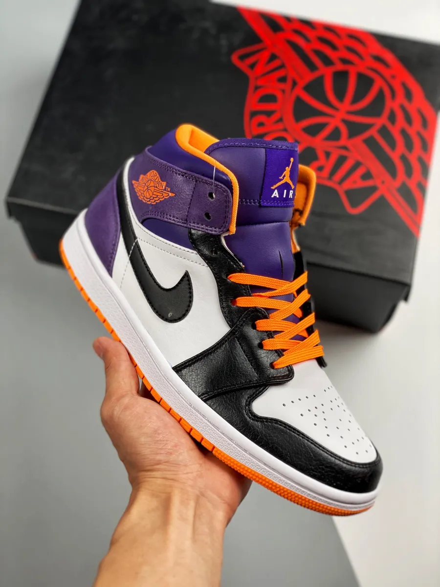 Air Jordan 1 Mid 'Phoenix Suns' White/Bright Citrus/Court Purple-Black jordan 1 phoenix suns