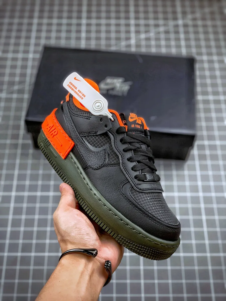 Nike Air Force 1 Shadow Black Orange CQ3317-001 Brand New
