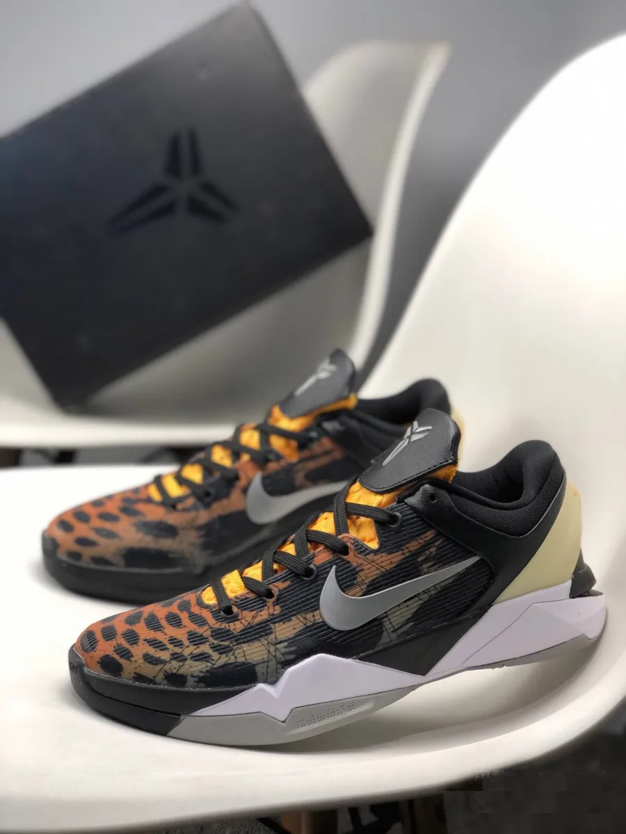 Nike Zoom Kobe 7 'Cheetah' Orange/Medium Grey-Black-Sail - kobe 7 cheetah