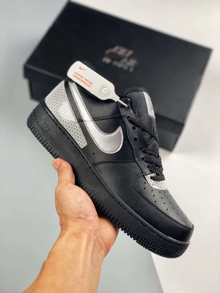 3M x Nike Air Force 1 Black Silver #air force 1 3m black