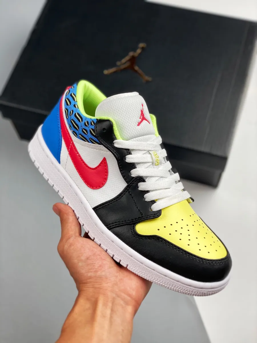 Air Jordan 1 Low Black/Light Fusion Red-White-Coast #light color jordan 1