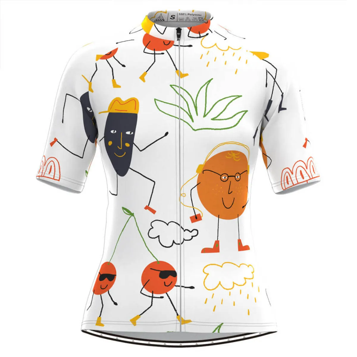 Women's Cartoon Fruits Print Cycling Jersey For Sale