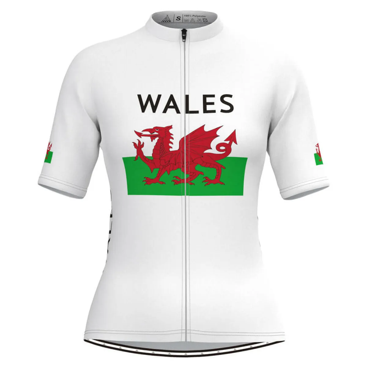 Wales Flag Women's Cycling Jersey White For Sale