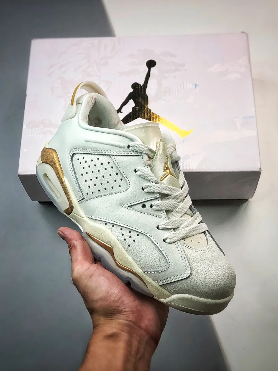Women Air Jordan 6 Low Spruce Aura DH6928-073 Gold Hoops Jordan 6