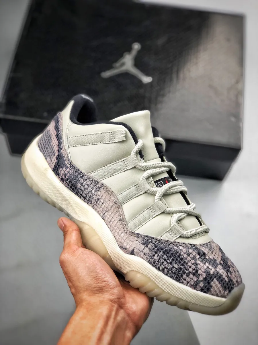 Air Jordan 11 Low 'Snakeskin' Light Bone/University Red-Sail-Black #jordan 11s snake skin