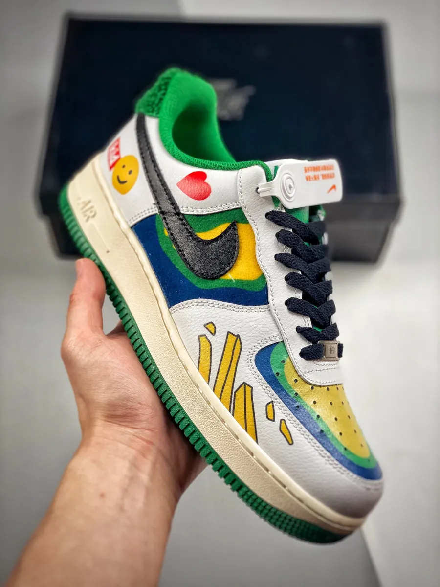Custom Nike Air Force 1 Custom White Green Yellow Yellow And Green Nike Shoes