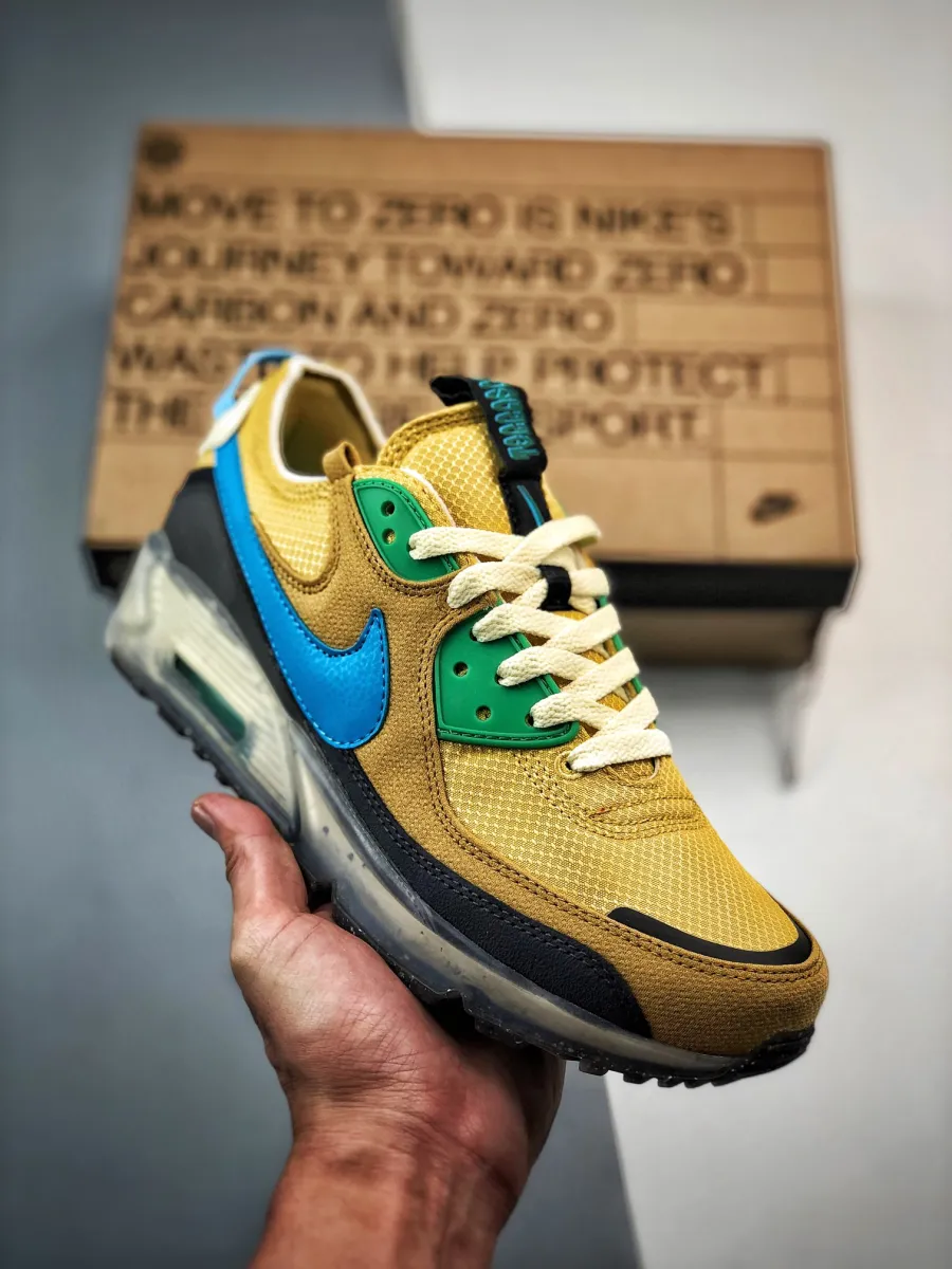 Nike Air Max 90 Terrascape Wheat Gold/Blue Lightning DQ3987-700 nike air max gold