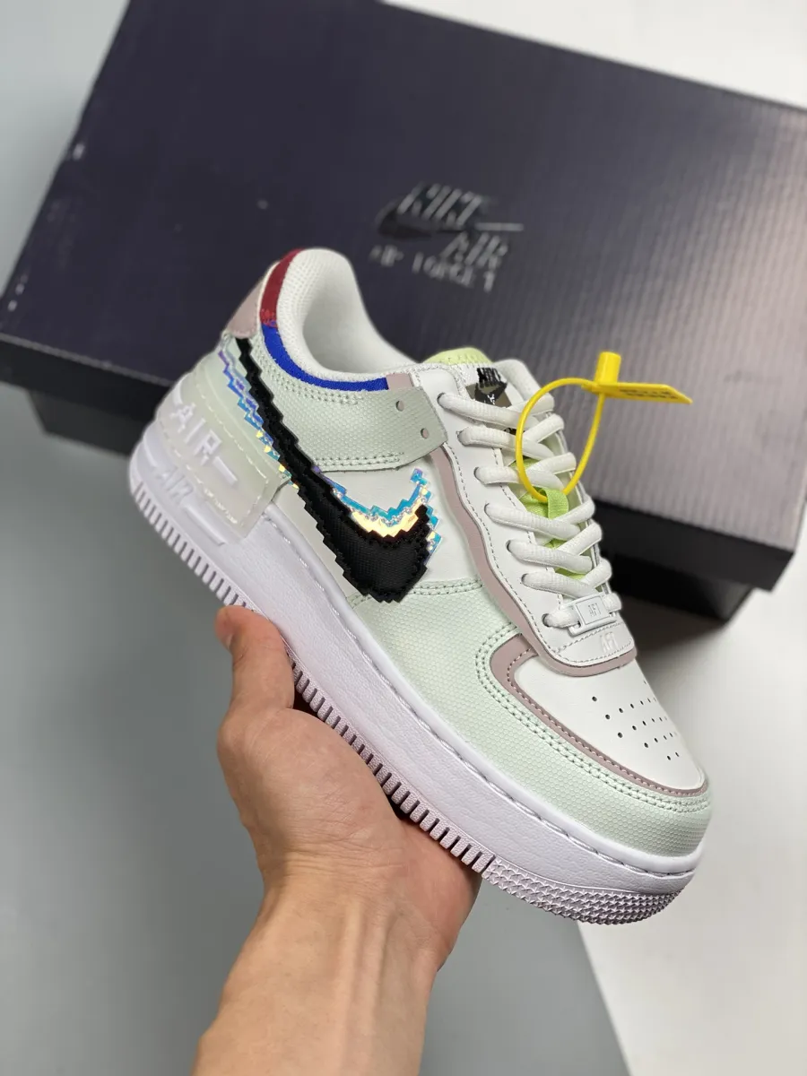 Nike Air Force 1 Shadow 'Pixel' Barely Green/White-Platinum Violet-Black air force 1 shadow barely green