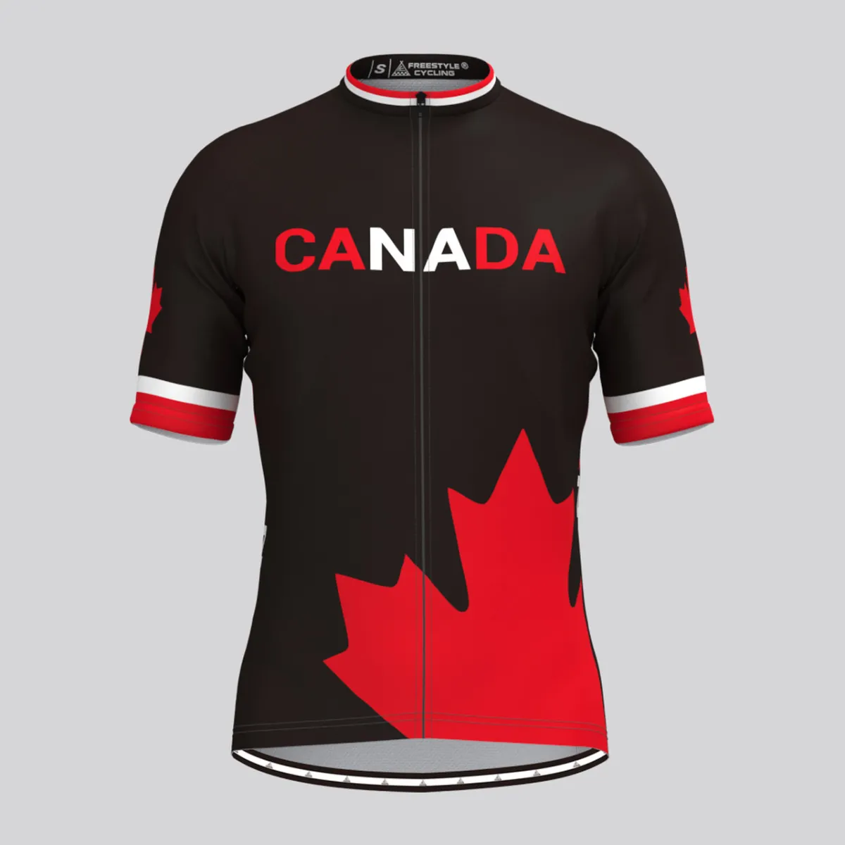 Canada Maple Leaf Men's Cycling Jersey Black Red Brand New