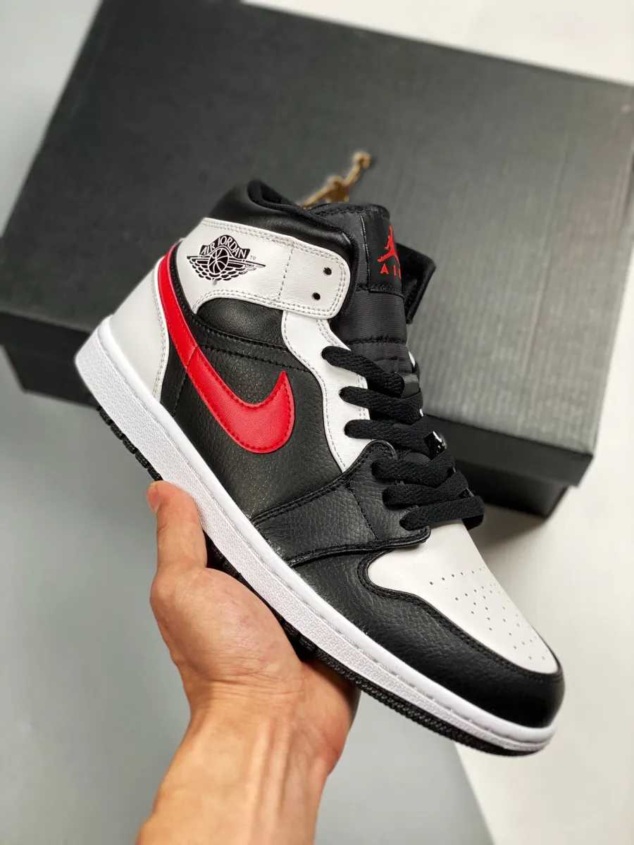 Jordan 1 Mid Black Chile Red White 554724-075 / jordan red black white