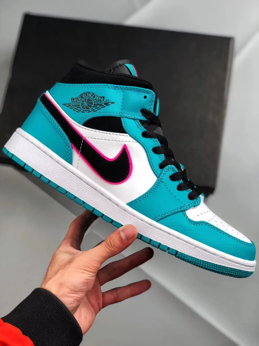 Air Jordan 1 Mid South Beach Turbo Green/Black-Hyper Pink-Orange / green black and orange jordan 1