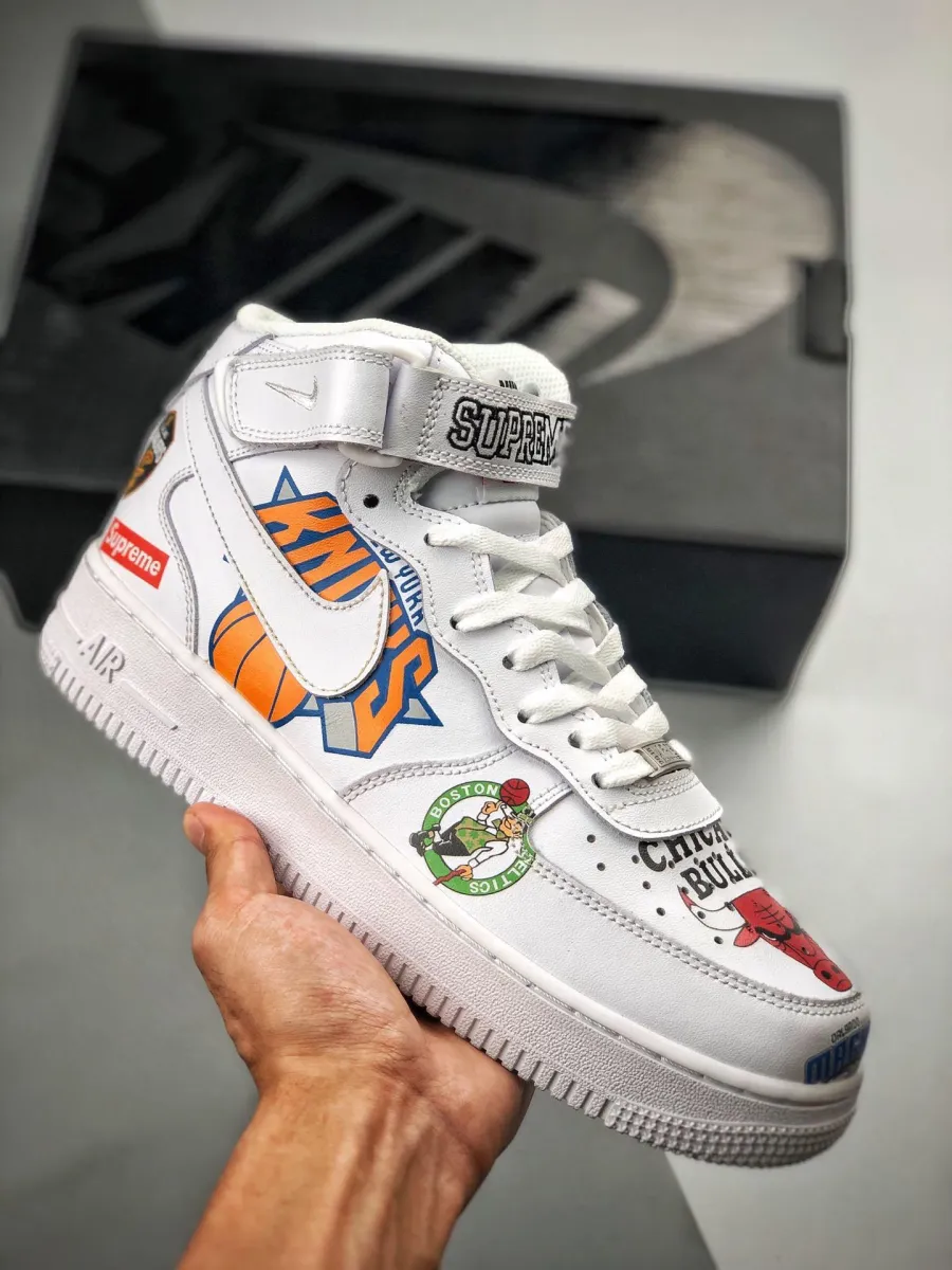 Supreme X Nba X Air Force 1 Mid 07 'White' #supreme air force 1 goat