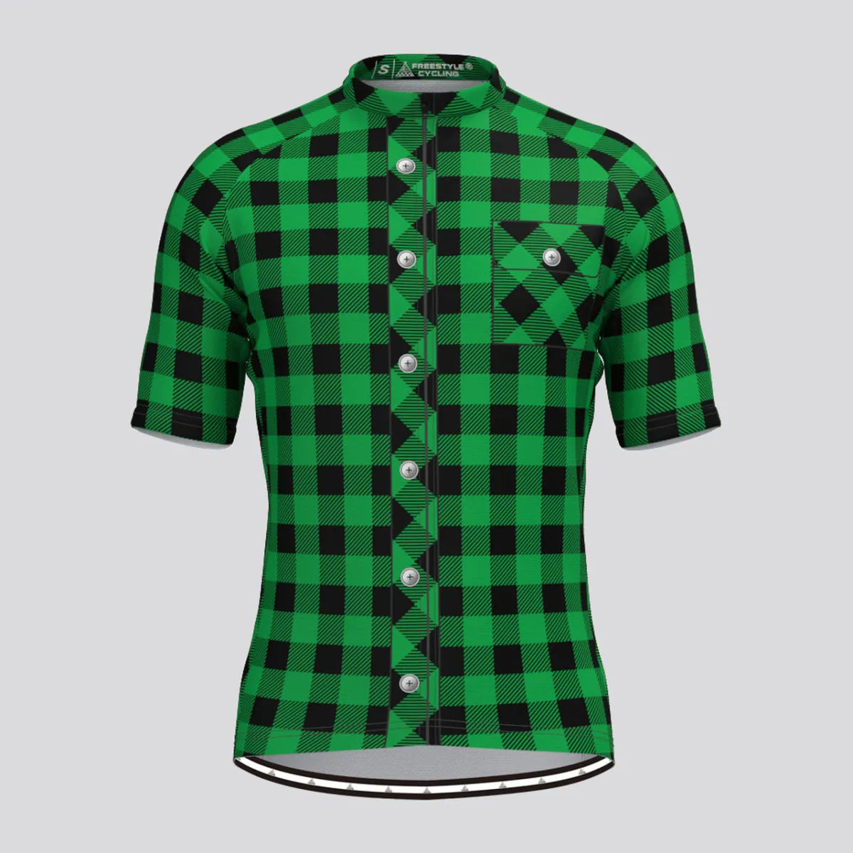 Plaid Checkered Shirt V2 Men's Cycling Jersey Green