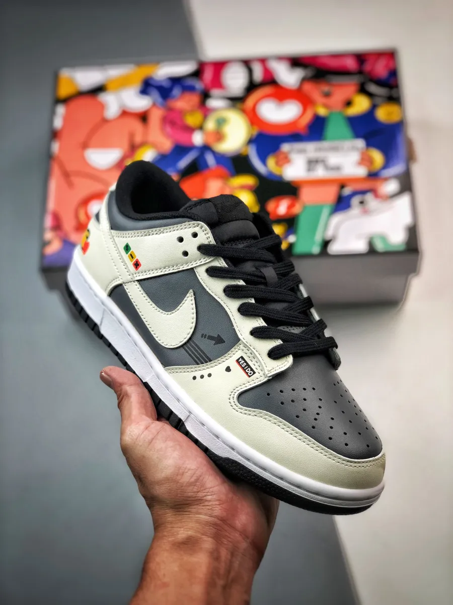 Custom Nike Dunk Low White/Drak Grey-Black 1680453182 To Buy