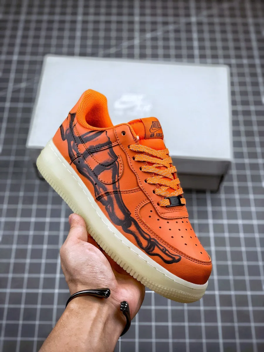 Nike Air Force 1 Skeleton Brilliant Orange CU8067-800 #air force 1 skeleton orange