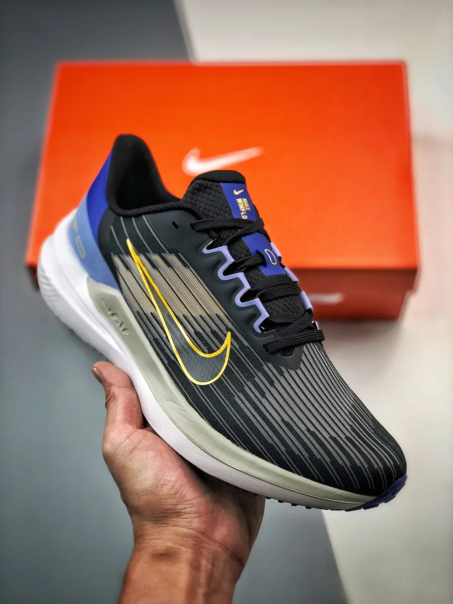 Nike Air Winflo 9 'Black/Off Noir/Lapis/Yellow Ochre' nike air winflo 9 shield