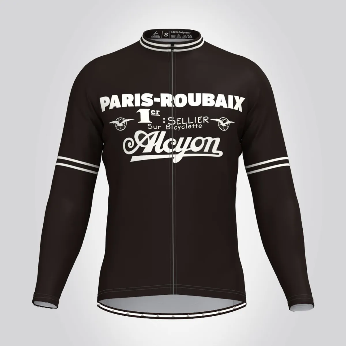 Retro Paris Roubaix Mens Long Sleeve Cycling Jersey Outlet