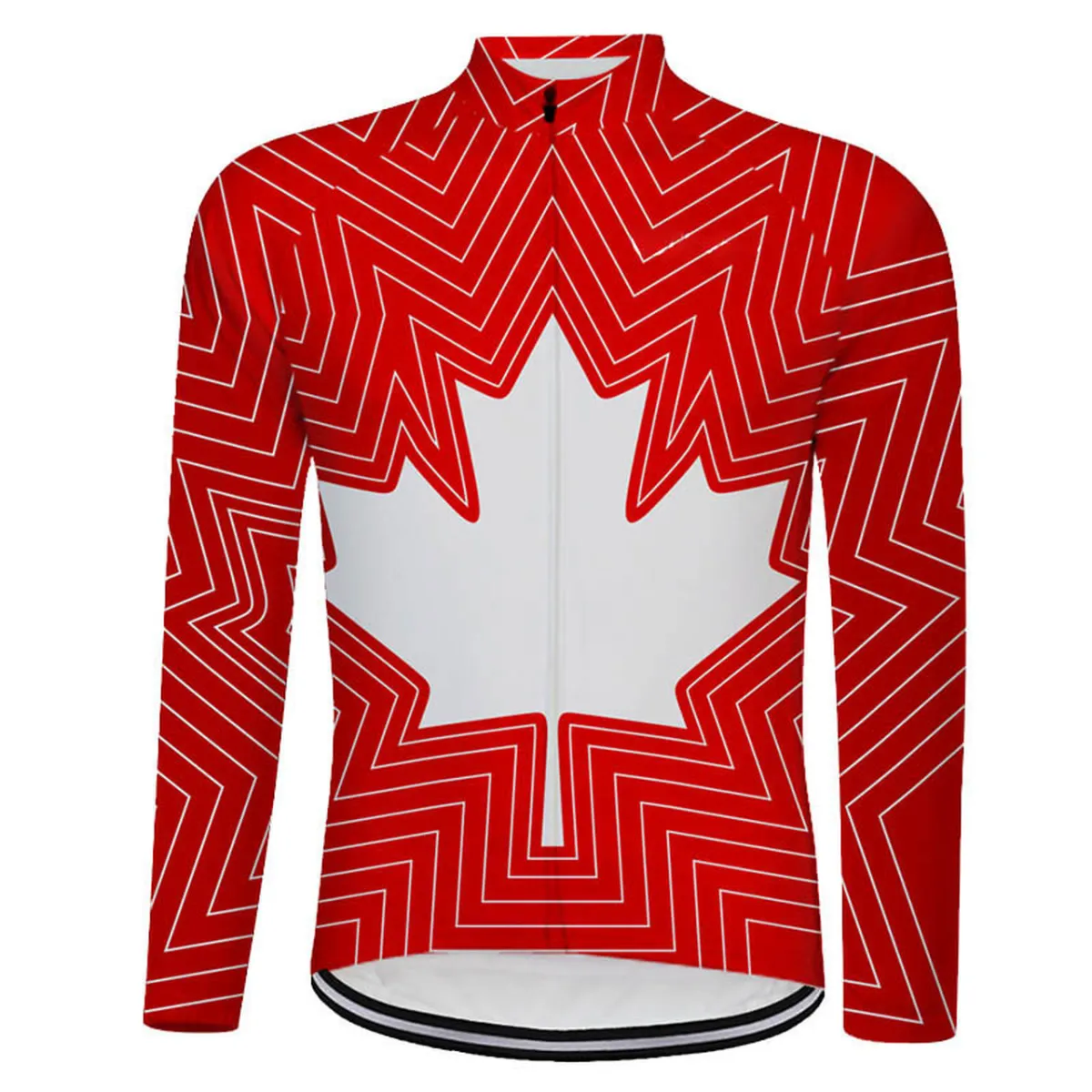Canada Maple Leaf Long sleeve Men's Cycling Jersey Red