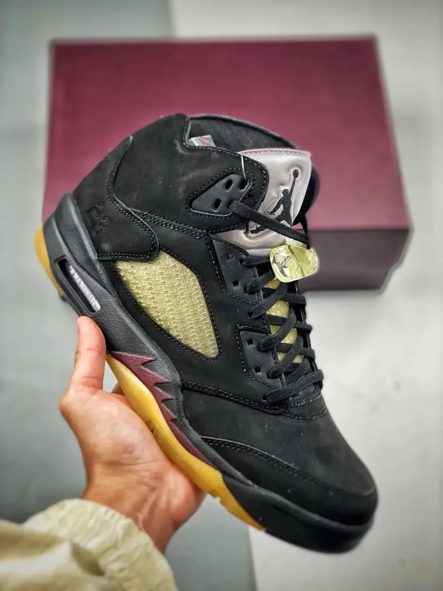 A Ma Maniére x Air Jordan 5 Black/Burgundy Crush-Pale Ivory Ma Crush