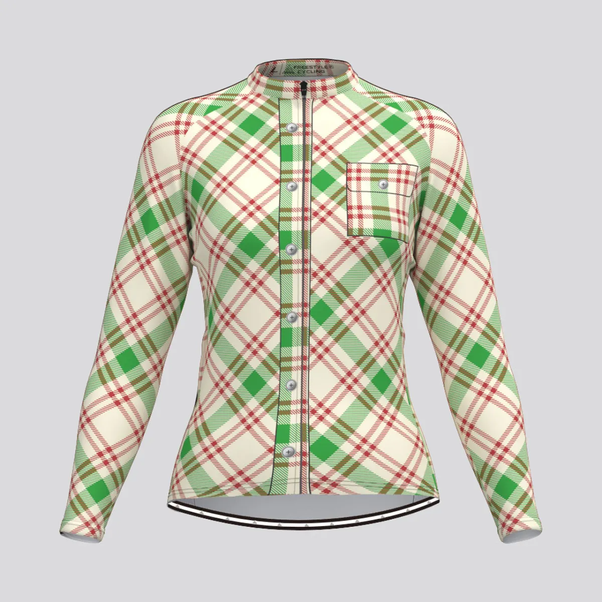Plaid Checkered Shirt V26 Women's LS Cycling Jersey Outlet