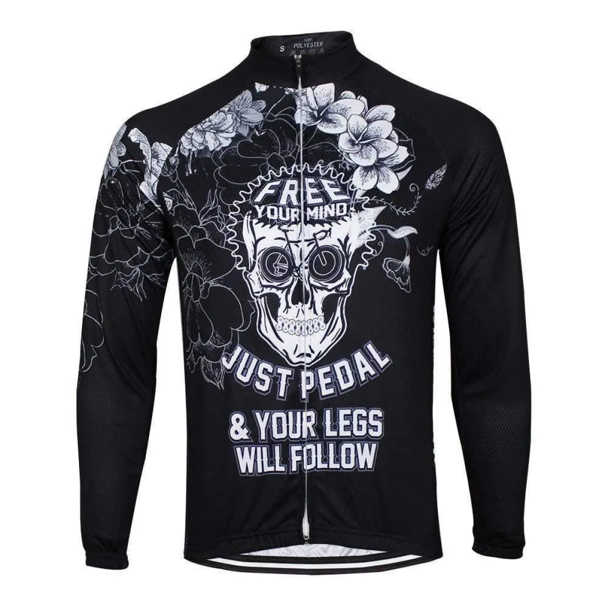 Free Your Mind Skull Long Sleeve Cycling Jersey For Sale